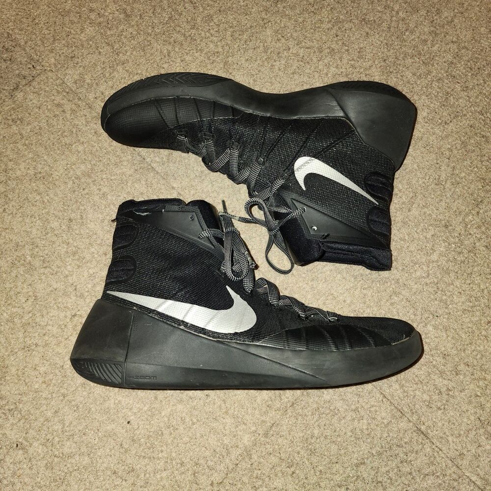 Nike Hyperdunk 2015 Black Metallic Silver Sneakers | Mens 10